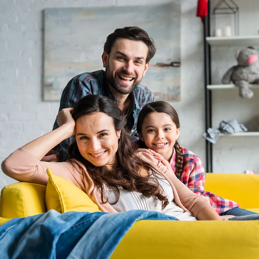A happy family smiling together
