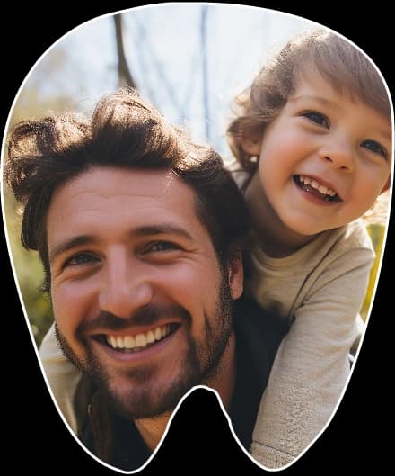Father and child smiling